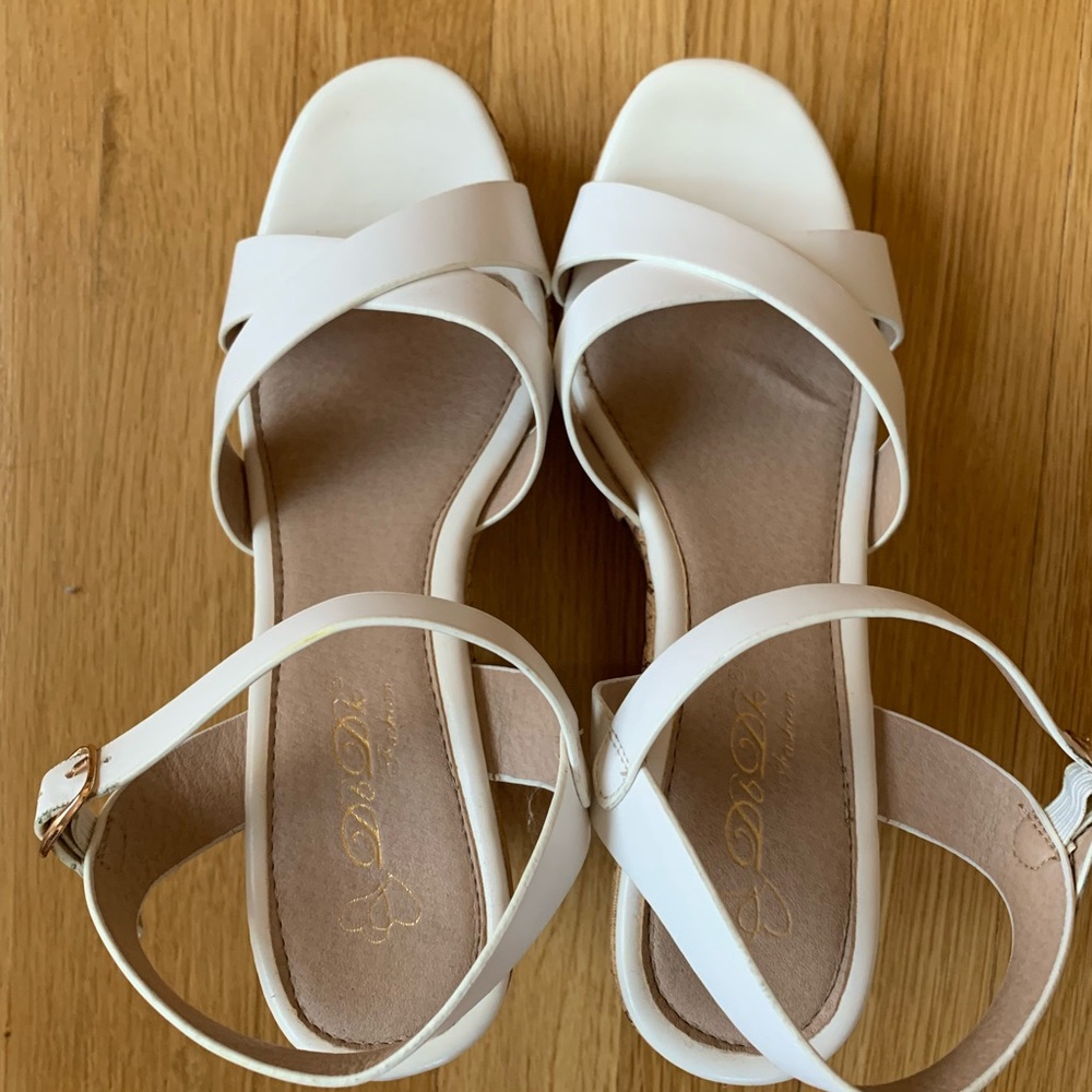 DbDk Fashion Cream Crisscross Ankle-Strap Sandals -from Unique Vintage